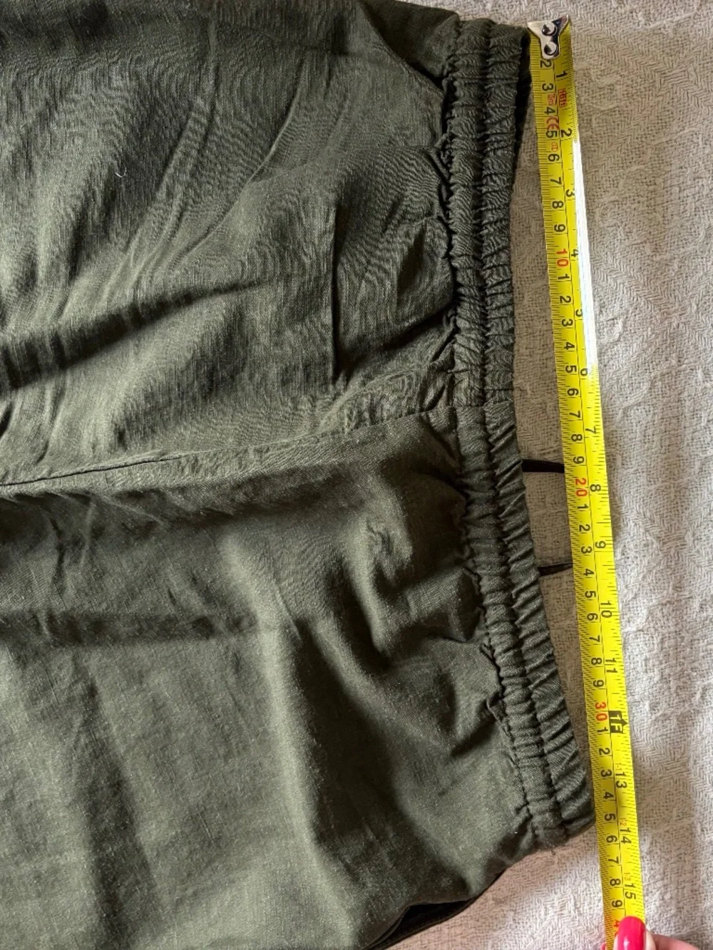 NWOT Women's S H&M Linen-Blend Pull-On Pants Dark Khaki Green